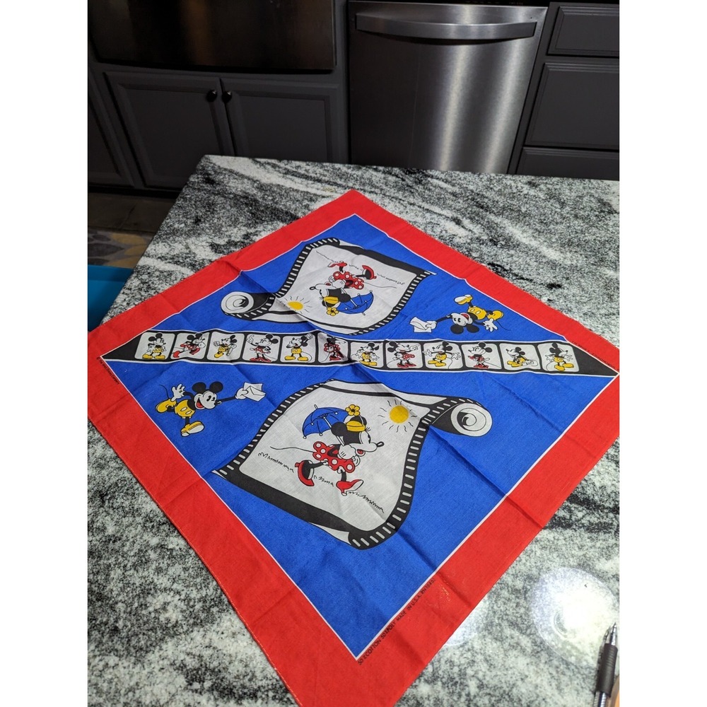 Vintage Walt Disney Mickey Mouse J.A. Woronowicz Handkerchief Scarf Bandana USA